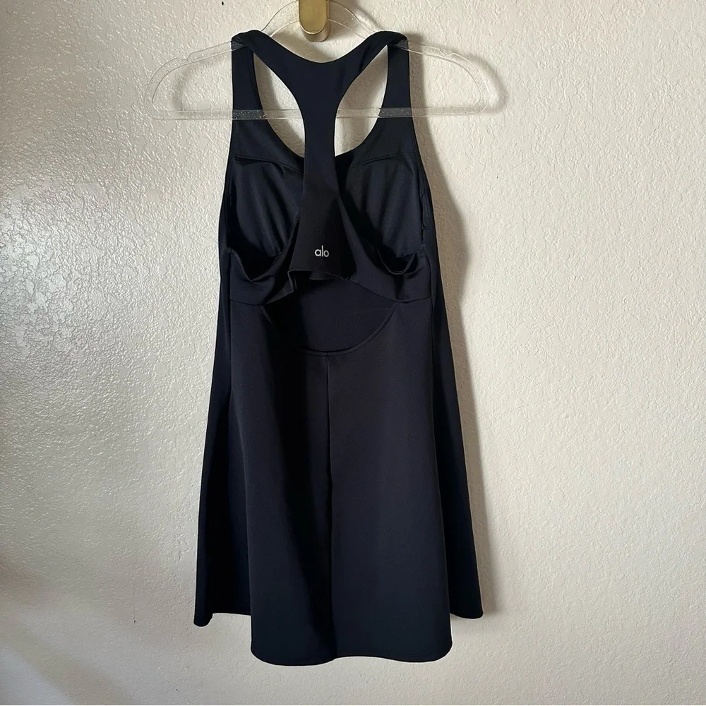 ALO Yoga Black Scoop Neck Racerback Mini Dress
